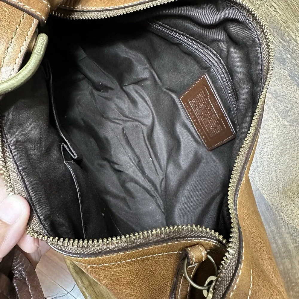 Coach Brown Leather Shoulder Bag with Braided Strap